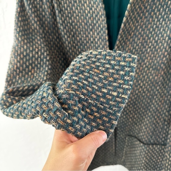 Vintage Chester Weinberg Green Multicolor Woven Stitch Double Breasted Blazer - Picture 13 of 14